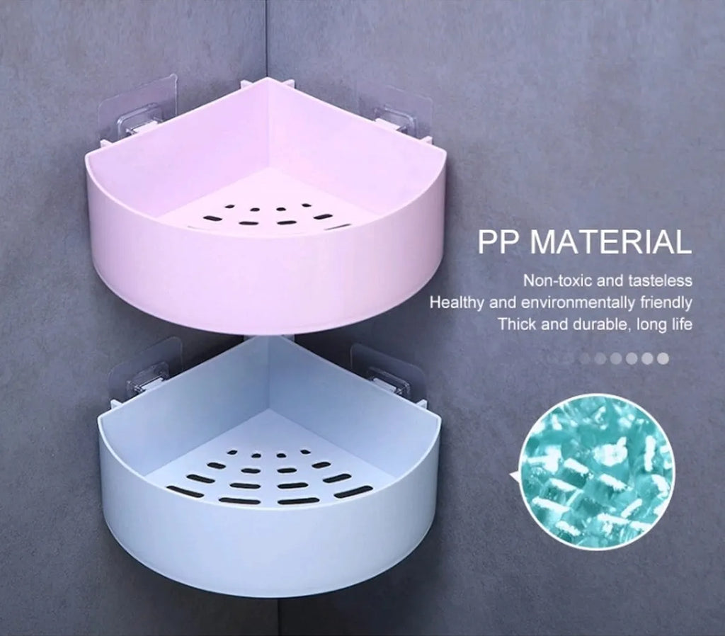 Adhesive Bathroom kitchen Punch Corner Rack