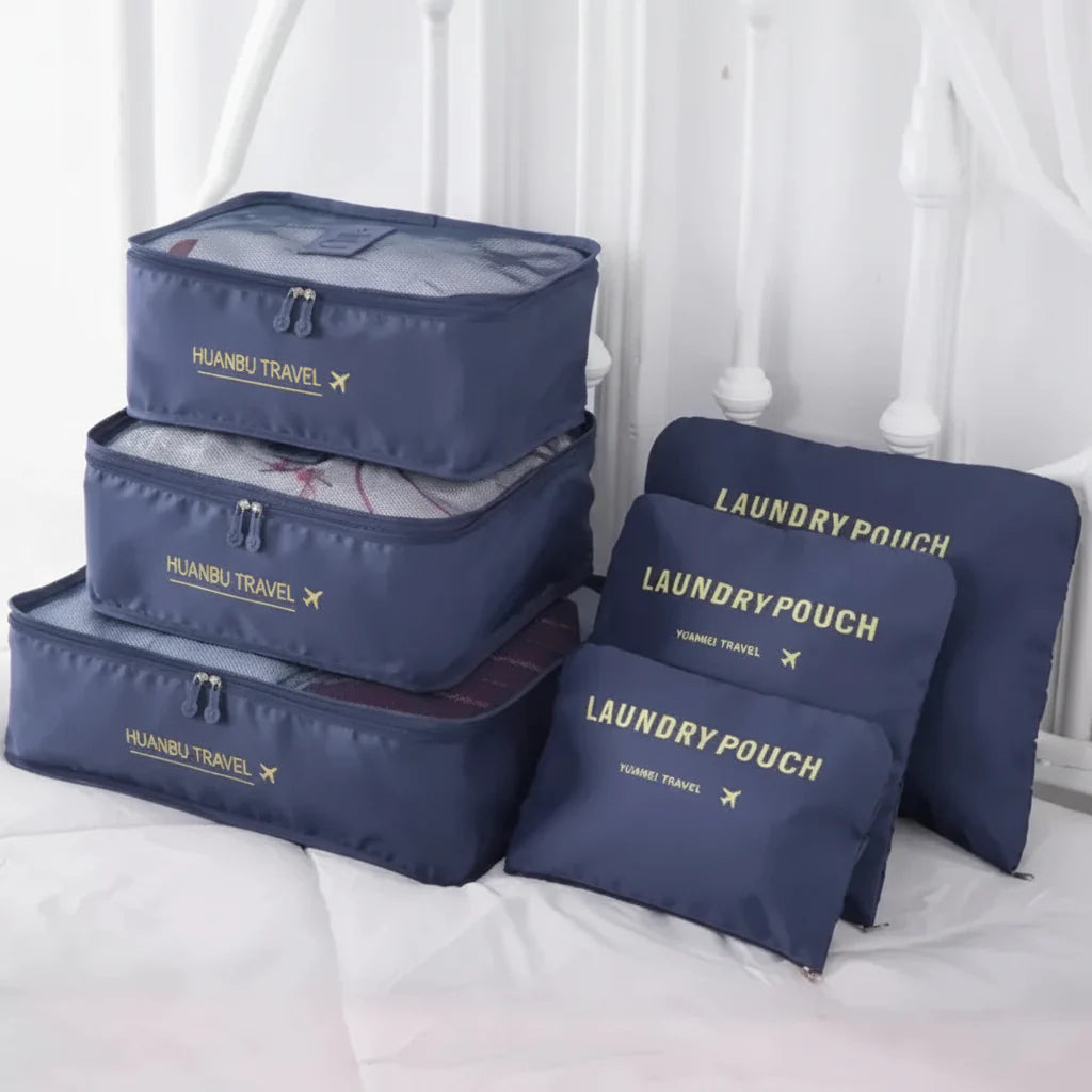 6pcs/Set Travel Storage Bag Portable Luggage Clothes Tidy Pouch Zip Toiletry Organizer