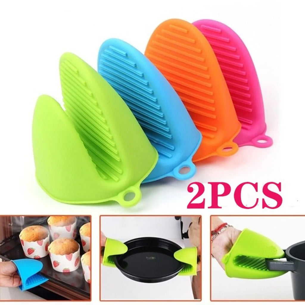 Silicone Pot Holder Pair Durable Pinch Mitts in Vibrant Color