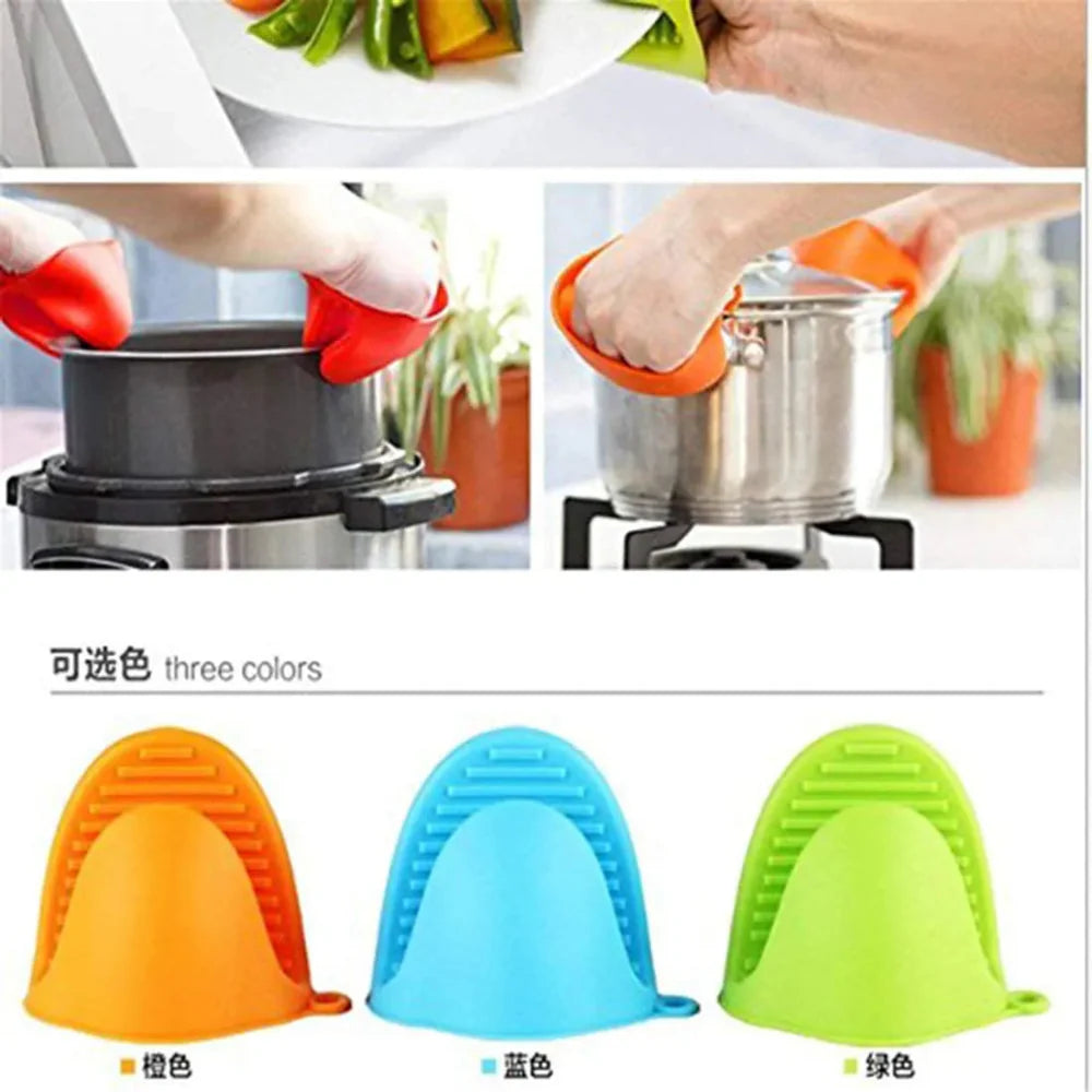 Silicone Pot Holder Pair Durable Pinch Mitts in Vibrant Color