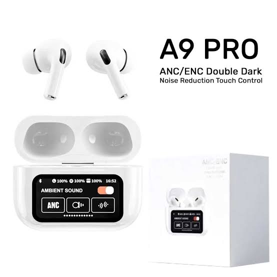 A9 PRO ANC/ENC Wireless AirPods with Smart Display & Touch Control