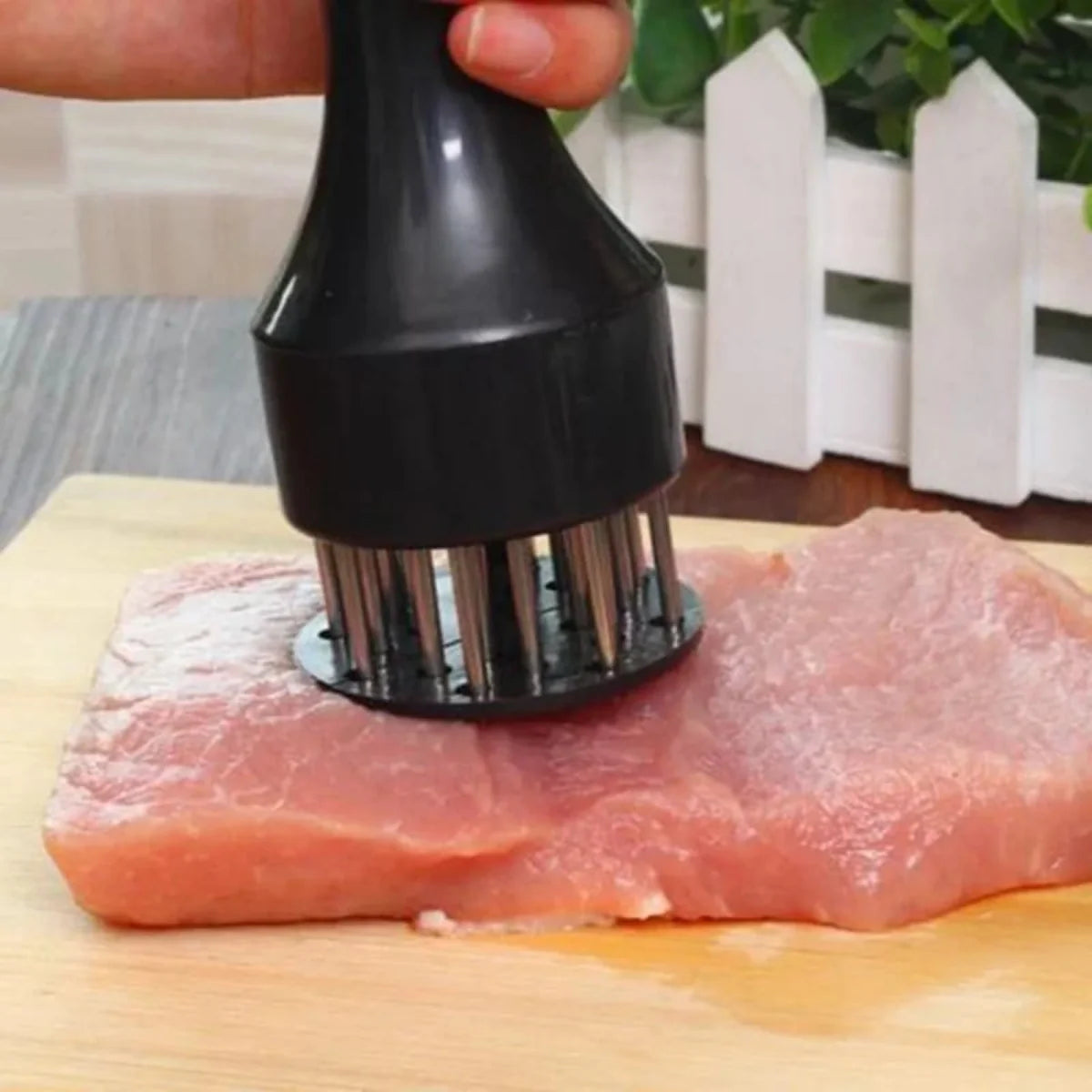 Stainless Steel Meat Tenderizer Tool – Needle Type with Plastic Handle